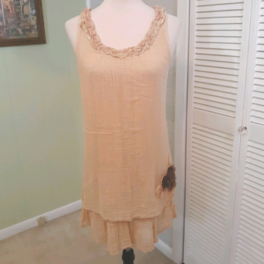 Urban mango ruffle gauze sundress medium *6